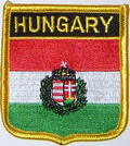 Aufnher Flagge Ungarn
 in Wappenform (6,2 x 7,3 cm) kaufen bestellen Shop