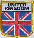 Bild der Flagge "Aufnäher Flagge Großbritannien in Wappenform (6,2 x 7,3 cm)"