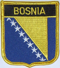 Bild der Flagge "Aufnäher Flagge Bosnien in Wappenform (6,2 x 7,3 cm)"