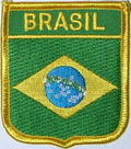 Aufnher Flagge Brasilien
 in Wappenform (6,2 x 7,3 cm) kaufen bestellen Shop