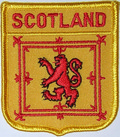 Aufnher Schottischer Lwe /
 Royal Banner of Scotland
 in Wappenform (6,2 x 7,3 cm) kaufen bestellen Shop