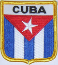 Bild der Flagge "Aufnäher Flagge Kuba in Wappenform (6,2 x 7,3 cm)"