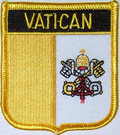 Aufnher Flagge Vatikanstadt
 in Wappenform (6,2 x 7,3 cm) kaufen bestellen Shop