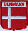 Aufnher Flagge Dnemark
 in Wappenform (6,2 x 7,3 cm) kaufen bestellen Shop