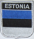 Aufnher Flagge Estland
 in Wappenform (6,2 x 7,3 cm) kaufen bestellen Shop