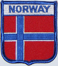 Bild der Flagge "Aufnäher Flagge Norwegen in Wappenform (6,2 x 7,3 cm)"