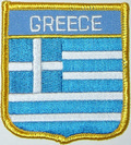 Aufnher Flagge Griechenland
 in Wappenform (6,2 x 7,3 cm) kaufen bestellen Shop