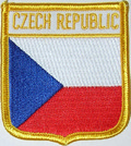 Aufnher Flagge Tschechische Republik
 in Wappenform (6,2 x 7,3 cm) kaufen bestellen Shop