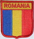 Aufnher Flagge Rumnien
 in Wappenform (6,2 x 7,3 cm) kaufen bestellen Shop