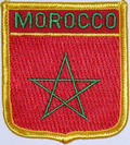 Aufnher Flagge Marokko
 in Wappenform (6,2 x 7,3 cm) kaufen bestellen Shop