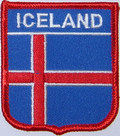 Bild der Flagge "Aufnäher Flagge Island in Wappenform (6,2 x 7,3 cm)"