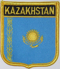 Bild der Flagge "Aufnäher Flagge Kasachstan in Wappenform (6,2 x 7,3 cm)"