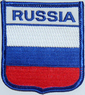 Patch / Aufnher Flagge Russland
 in Wappenform (6,2 x 7,3 cm) kaufen bestellen Shop