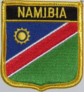 Bild der Flagge "Aufnäher Flagge Namibia in Wappenform (6,2 x 7,3 cm)"
