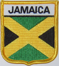 Aufnher Flagge Jamaika
 in Wappenform (6,2 x 7,3 cm) kaufen bestellen Shop