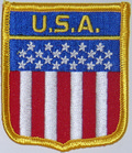 Aufnher Flagge USA
 in Wappenform (6,2 x 7,3 cm) kaufen bestellen Shop