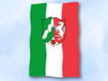 Flagge Nordrhein-Westfalen mit Wappen
 im Hochformat (Glanzpolyester) kaufen bestellen Shop