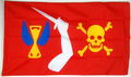 Bild der Flagge "Christopher Moodys Piratenflagge / Red Jolly Roger (150 x 90 cm)"