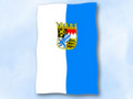Flagge Bayern Streifen mit Wappen im Hochformat (Glanzpolyester) kaufen
