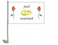 Bild der Flagge "Autoflaggen Just Married - 2 Stück"