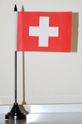 Bild der Flagge "Tisch-Flagge Schweiz 15x10cm mit Kunststoffständer"