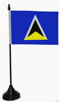 Bild der Flagge "Tisch-Flagge St. Lucia 15x10cm mit Kunststoffständer"