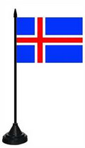Bild der Flagge "Tisch-Flagge Island 15x10cm mit Kunststoffständer"