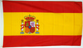 Nationalflagge Spanien mit Wappen
 (150 x 90 cm) Basic-Qualitt kaufen bestellen Shop