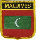 Bild der Flagge "Aufnäher Flagge Malediven in Wappenform (6,2 x 7,3 cm)"