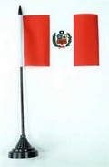 Tisch-Flagge Peru 15x10cm
 mit Kunststoffstnder kaufen bestellen Shop