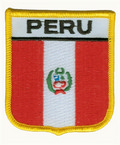 Bild der Flagge "Aufnäher Flagge Peru in Wappenform (6,2 x 7,3 cm)"