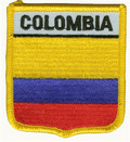 Aufnher Flagge Kolumbien
 in Wappenform (6,2 x 7,3 cm) kaufen bestellen Shop