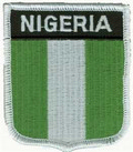 Bild der Flagge "Aufnäher Flagge Nigeria in Wappenform (6,2 x 7,3 cm)"