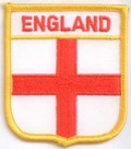 Bild der Flagge "Aufnäher Flagge England in Wappenform (6,2 x 7,3 cm)"