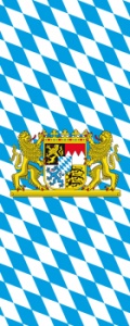 Flagge Bayern Raute mit Lwenwappen
 im Hochformat (Glanzpolyester) kaufen bestellen Shop