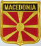 Aufnher Flagge Nordmazedonien
 in Wappenform (6,2 x 7,3 cm) Flagge Flaggen Fahne Fahnen kaufen bestellen Shop