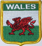 Aufnher Flagge Wales
 in Wappenform (6,2 x 7,3 cm) Flagge Flaggen Fahne Fahnen kaufen bestellen Shop
