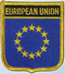 Aufnher Flagge Europa / EU
 in Wappenform (6,2 x 7,3 cm) Flagge Flaggen Fahne Fahnen kaufen bestellen Shop