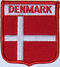 Aufnher Flagge Dnemark
 in Wappenform (6,2 x 7,3 cm) Flagge Flaggen Fahne Fahnen kaufen bestellen Shop