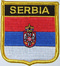Aufnher Flagge Serbien
 in Wappenform (6,2 x 7,3 cm) Flagge Flaggen Fahne Fahnen kaufen bestellen Shop