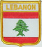Aufnher Flagge Libanon
 in Wappenform (6,2 x 7,3 cm) Flagge Flaggen Fahne Fahnen kaufen bestellen Shop