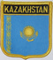 Aufnher Flagge Kasachstan
 in Wappenform (6,2 x 7,3 cm) Flagge Flaggen Fahne Fahnen kaufen bestellen Shop