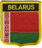 Aufnher Flagge Belarus / Weirussland
 in Wappenform (6,2 x 7,3 cm) Flagge Flaggen Fahne Fahnen kaufen bestellen Shop