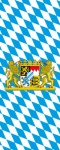 Flagge Bayern Raute mit Lwenwappen
 im Hochformat (Glanzpolyester)