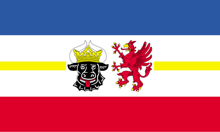 Flagge Mecklenburg-Vorpommern mit Wappen
im Querformat (Glanzpolyester) Bild von Flagge Mecklenburg-Vorpommern mit Wappen im Querformat (Glanzpolyester)-Fahne Flagge Mecklenburg-Vorpommern mit Wappen im Querformat (Glanzpolyester)-Flagge im Fahnenshop bestellen