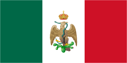 [Imperial war flag and ensign; possible civil flag: 18 June 1864 (confirmed 1st. November 1865)-15 July 1867.
	By Juan Manuel Gabino Villascán]