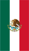 [Vertical hanging Mexican flags: arms overall]
