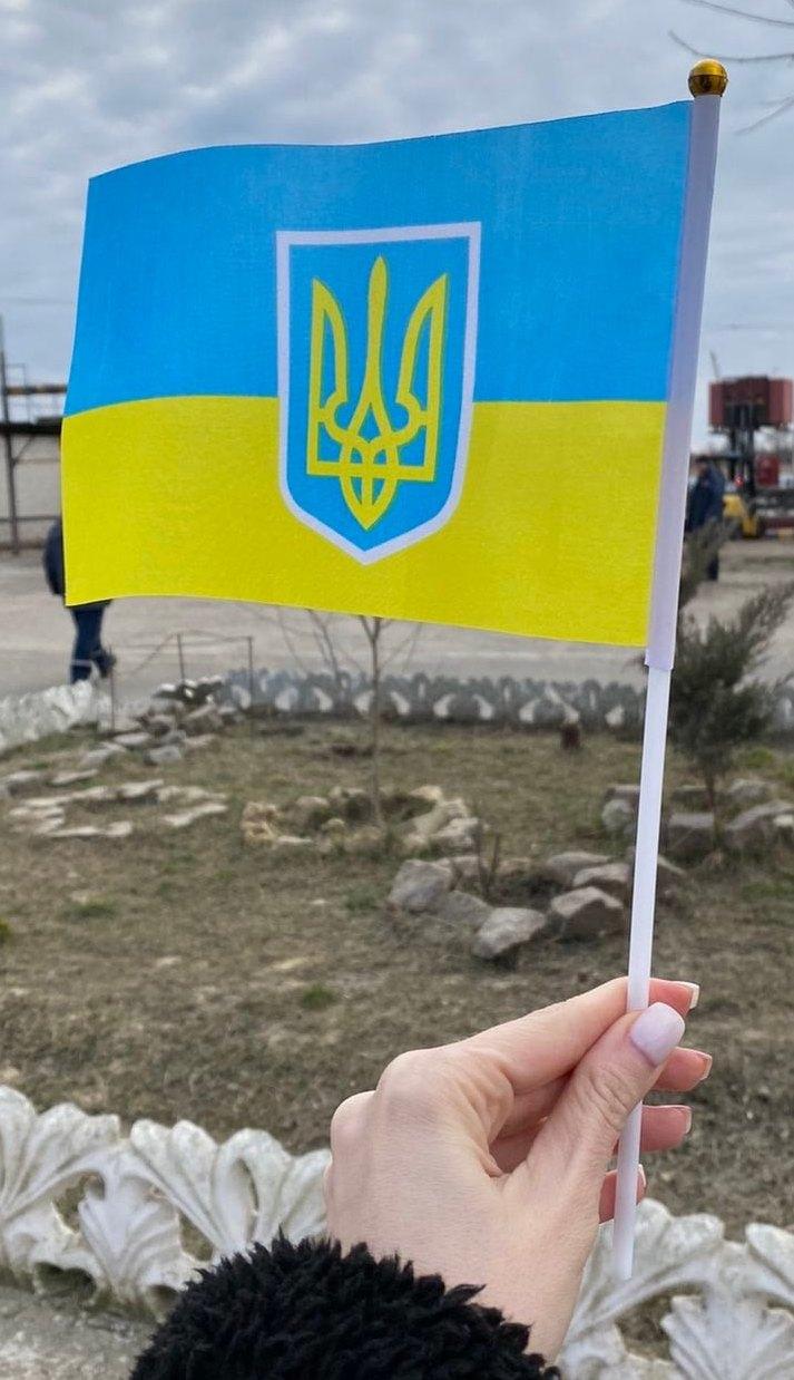 Flagge Ukraine mit Friedenstaube (Schwenkfahne 120 x 80 cm) in der