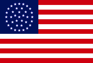 [Wagon Wheel Design 36 Star U.S. flag]