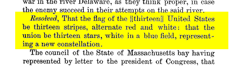 [Continental Congress's June 14, 1777 flag resolution]
